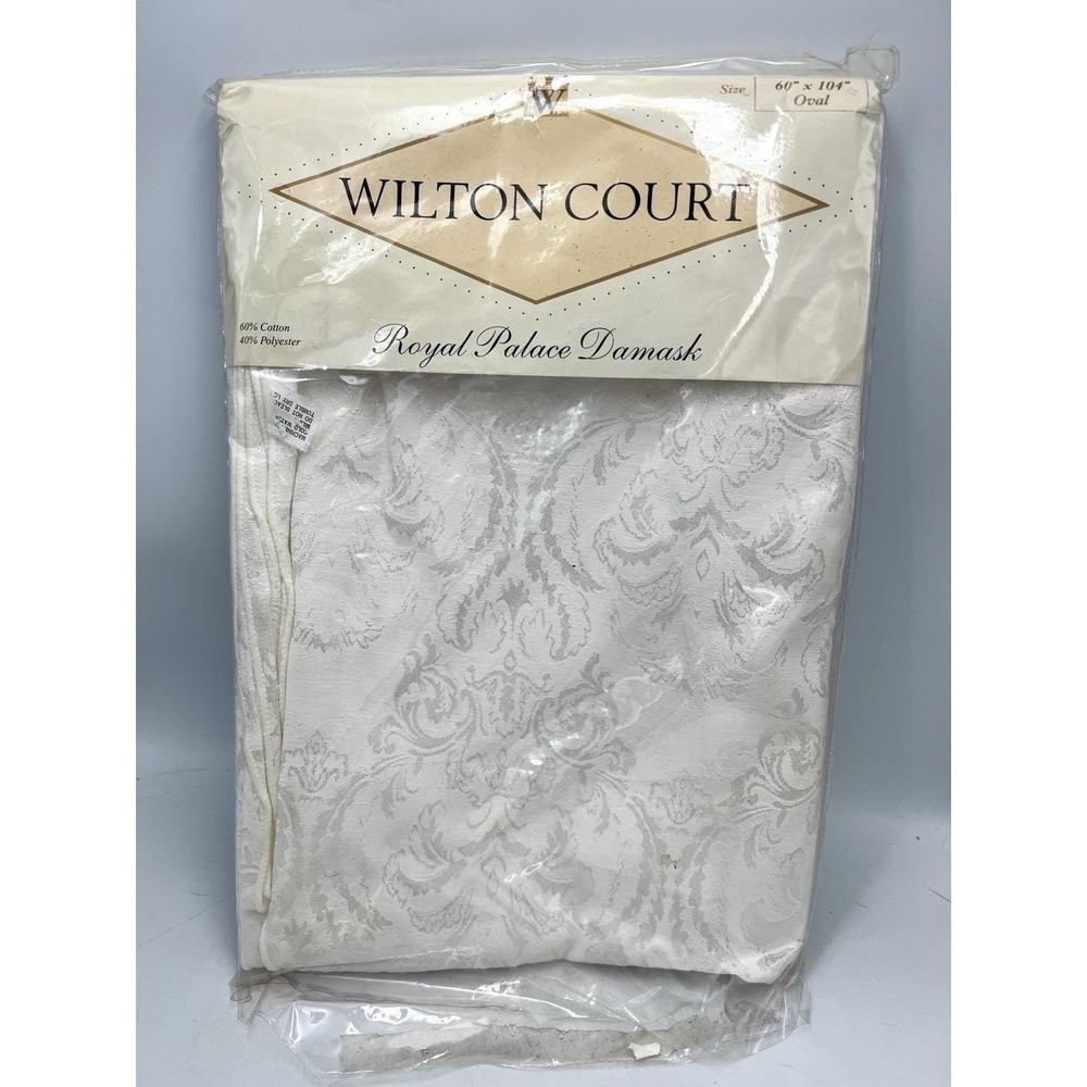 Vintage Wilton Court Royal Palace Damask Tablecloth, 60"x104" Oblong, RN 77104